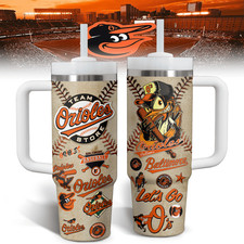 Orange Black Baseball Fan Tumbler With Handle 20oz 30oz 40oz