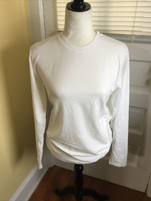 #ad SPANX Polyester Long Sleeve Crewneck Top Powder White Size Large Excellent New $12.00