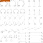 48-Piece Clear Piercing Retainers Kit for Septum, Nose, and Body Jewelry