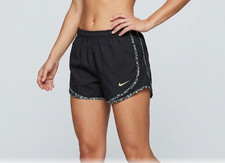Nike Womens S Black Floral Trim Tempo Dri-FIT Running Shorts CU8890-016