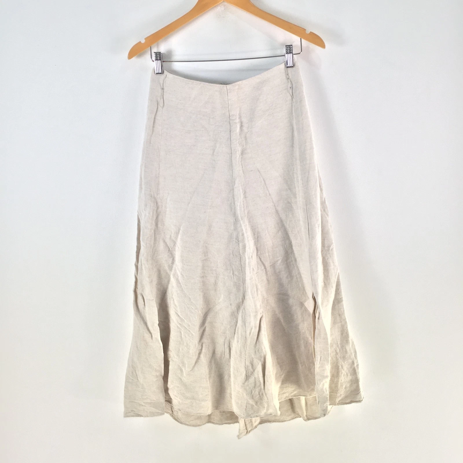 Country Road skirt womens 6 beige flare midi linen blend zip 127675