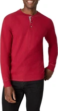 Brand New Men's Hanes Long Sleeve  Cotton Beefy Henley T-Shirt Brick Red XL