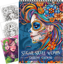 Sugar Skull Women Coloring for Adult Spiral Bound, Adult Coloring for Women Re