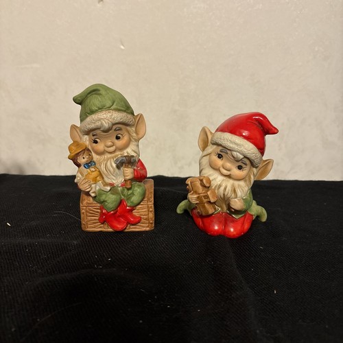 Porzellan Weihnachtselfen von Homco - 2er Set Vintage Kitschige Figuren