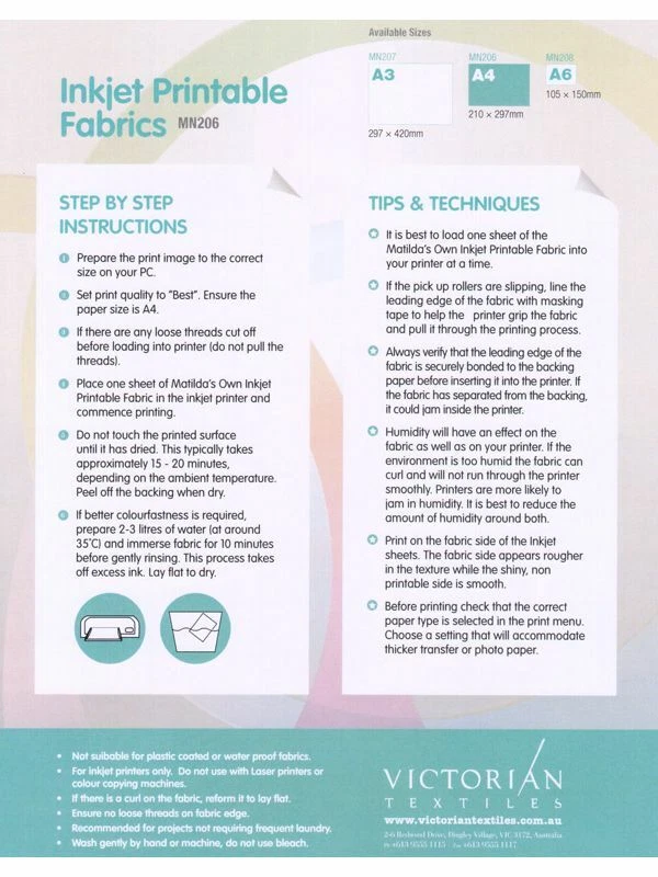 Quilting Patchwork Matilda's Own Inkjet Printable Fabric 5 pack - Image 2 of 2