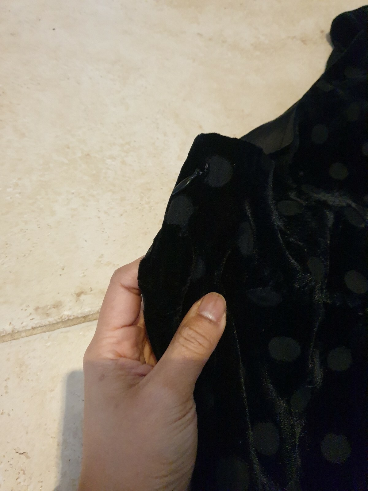 BIBA Women Midi Dress Black Size 12 UK Polka Dot Sleeveless Velvet A