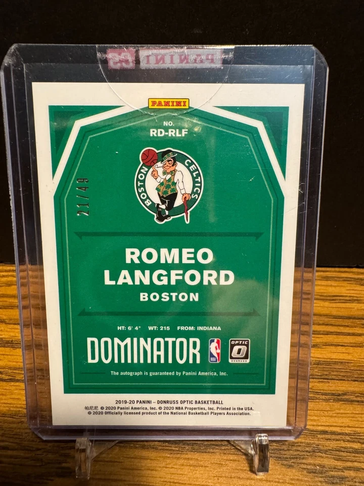 2019-20 Panini Romeo Langford Optic Rookie Auto Dominator Signature Green 21/49 - Image 2 of 2