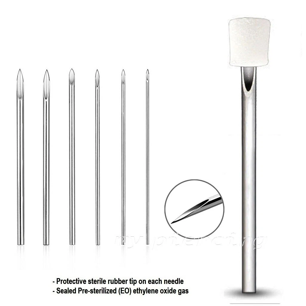 Sterile surgical steel disposable piercing needle