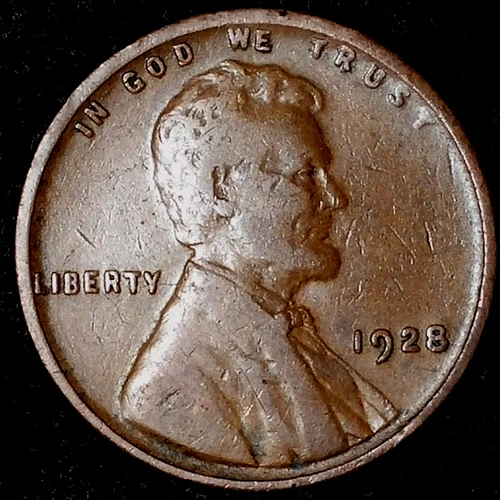 1928-P 1C Lincoln Wheat Cent F-XF t