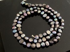Peacock Purple Freshwater Pearls Irregular Flat Potato Shape Beads Strand 15.5"