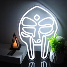 NEON Skull "mask", MF Doom Mask Neon Light LED Neon - White, NEW IN BOX!