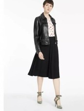 Marella Womens Dacia Black Leather Jacket With Studs And Frill Detail Sz 10 Nwt