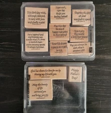 Wood Stamp Lot Joy God Prayer Blessings Daily Bread Inspirational Affirmation 