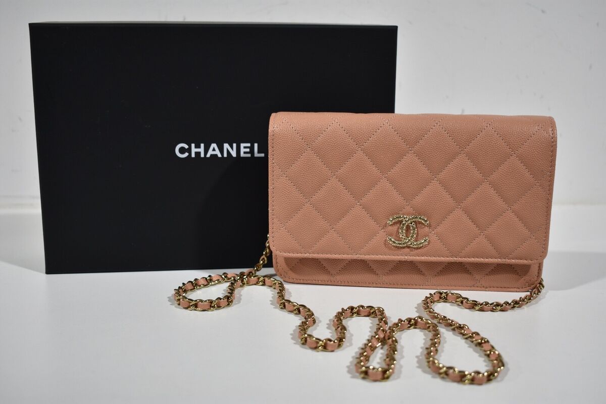 Chanel 23P Beige Caviar Wallet On Chain WOC Gold CC Logo Chanel 23P Beige Caviar Wallet On Chain WOC Gold CC Logo