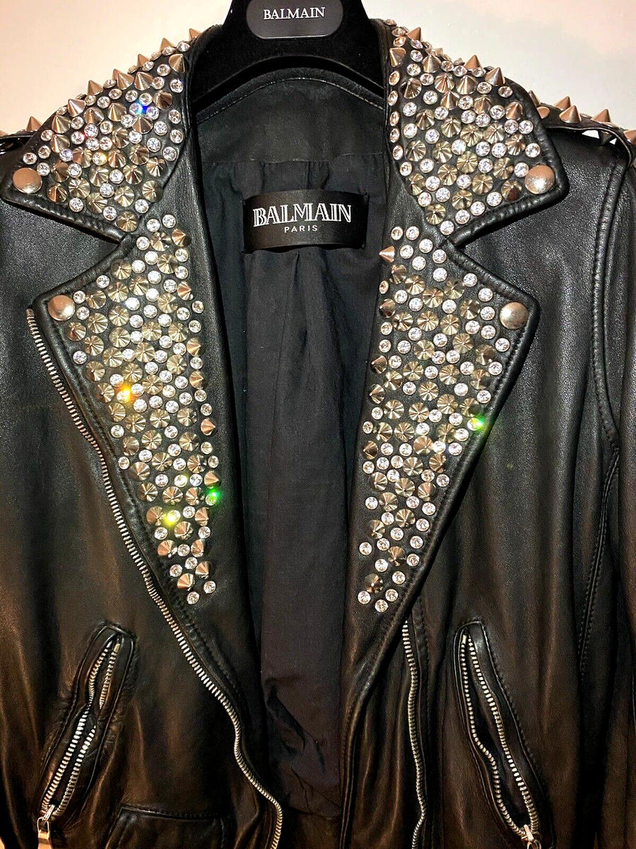 BALMAIN SS2011 CHRISTOPHE DECARNIN CRYSTAL STUDDED LEATHER BIKER