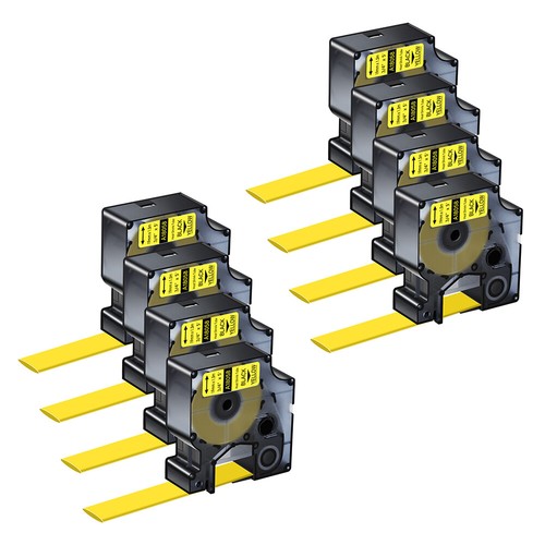 8PK 19mm Heat Shrink Tube Black on Yellow Label Tape 18058 for DYMO Rhino 4200