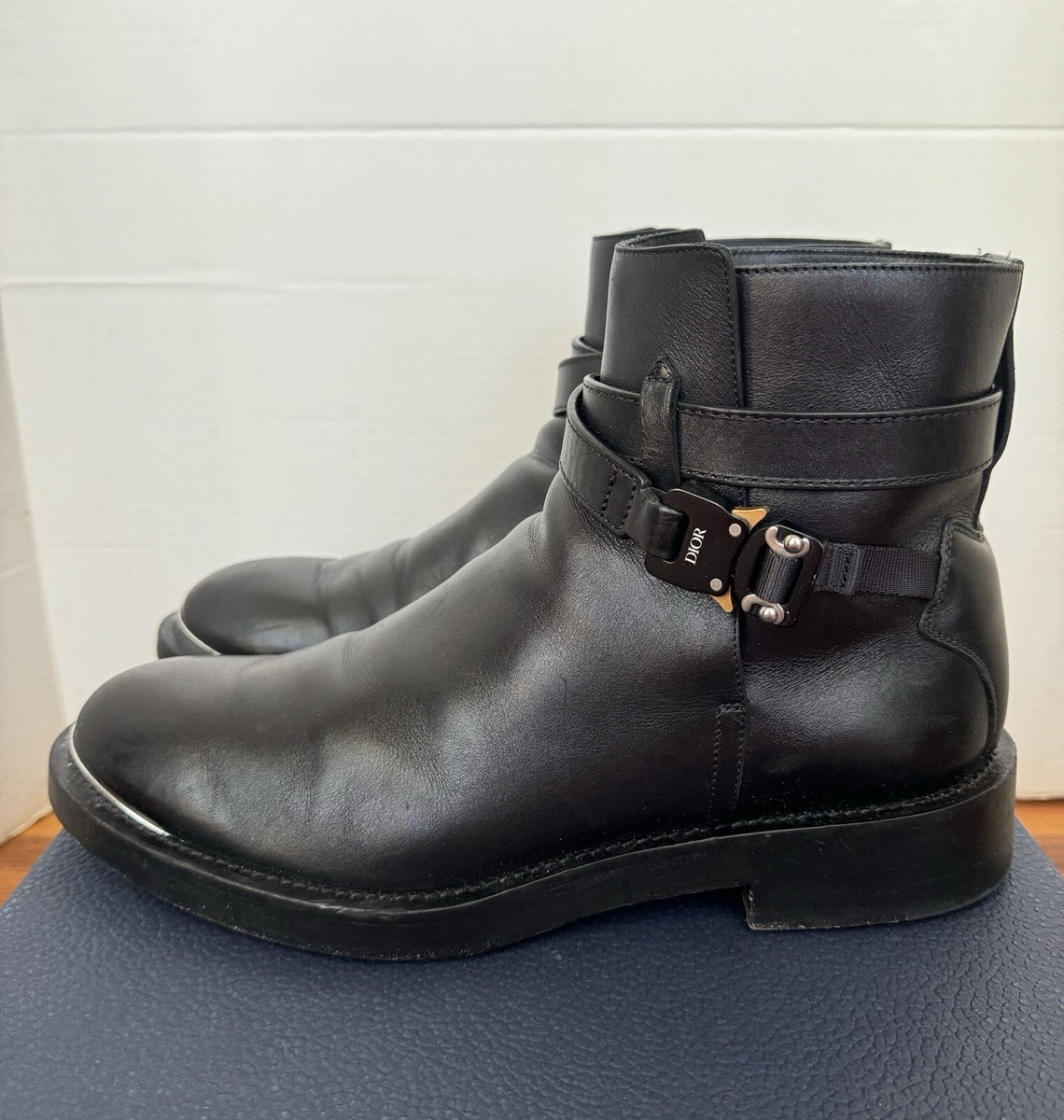 Dior Evidence Ankle Boots in Black Leather with Jodhpur Buckle