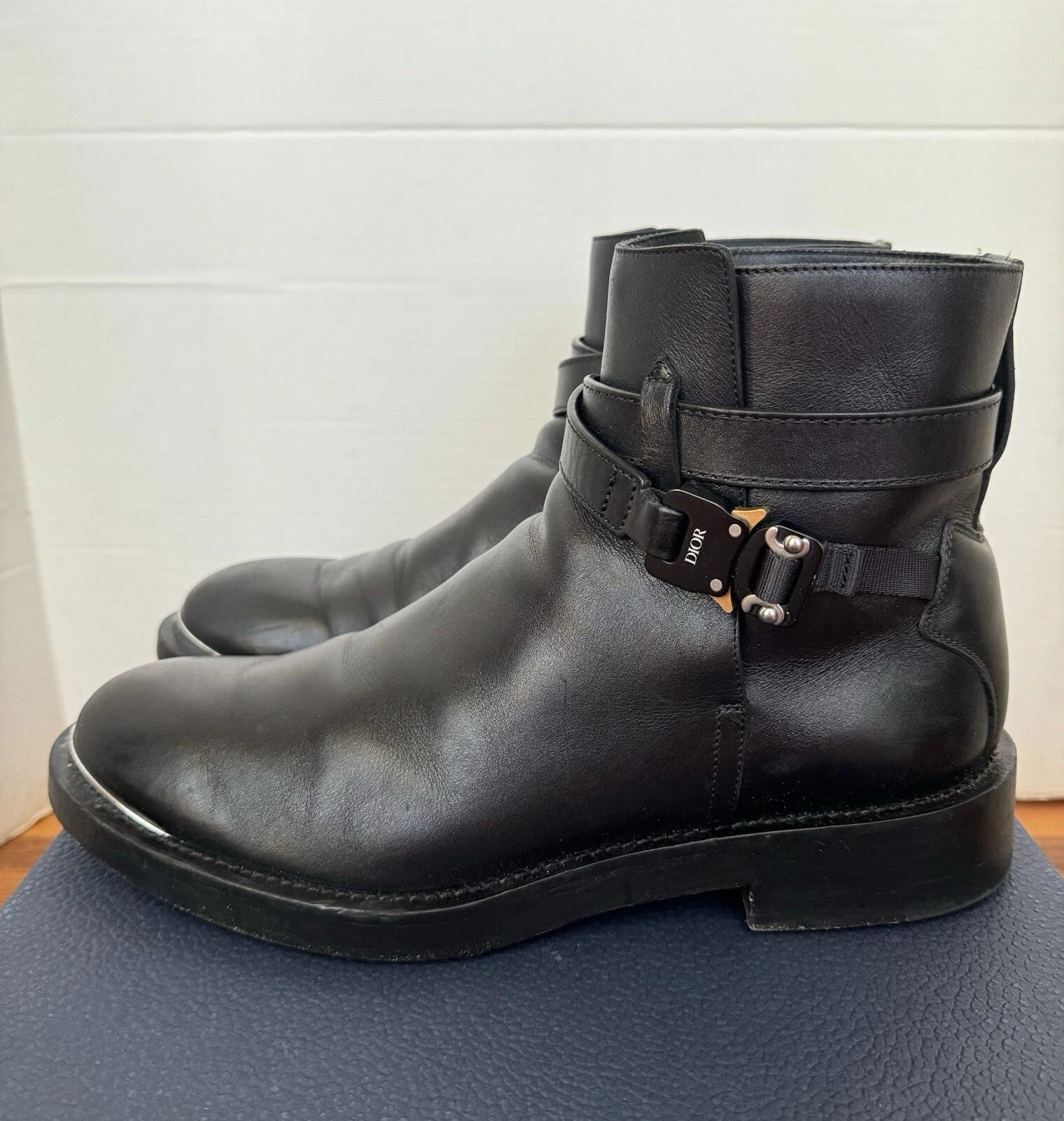 Bottines Dior Evidence en cuir noir avec boucle Jodhpur, homme taille 43