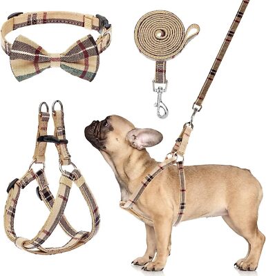 Dog Harness Collar Leash Set,Adjustable No Pull Escape Proof Small Dog Harnes...