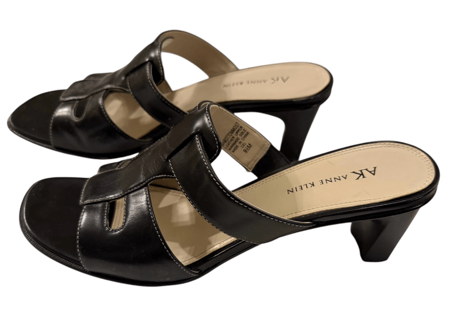 APL Anne Klein sandali donna neri slip in tacco a gattino tg. Festa della mamma primavera 9 5