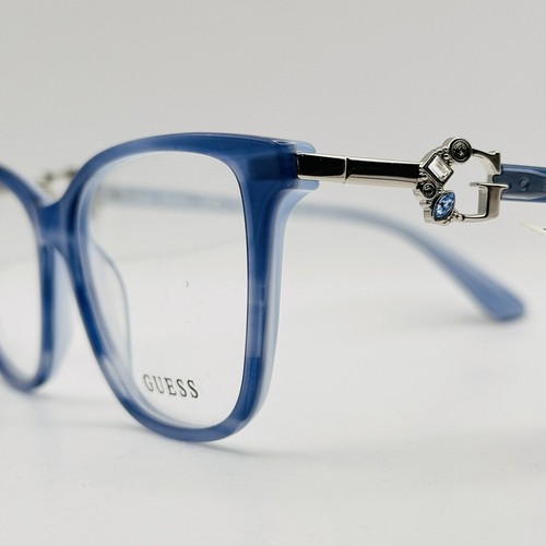 Guess Eyeglasses Women Oval Blue Silver Rhinestones Mod. GU 2856 New - Picture 4 of 11