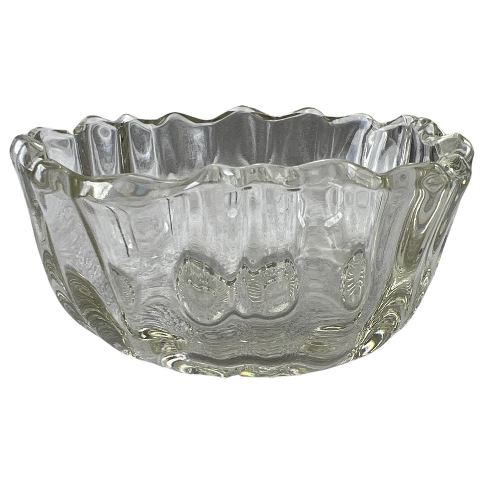 Vintage Clear Yellow Tint Glass Small Nut Candy Dessert Bowl Ruffled Edges 5” - Image 4 of 4