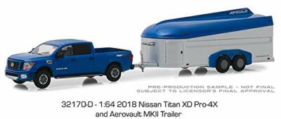 GREENLIGHT 2018 NISSAN TITAN XD PRO-4X 1/64 with AEROVAULT MKII TRAILER 32170 D