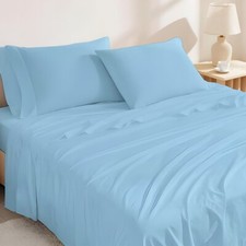 Ultra Soft RV King 4-Piece Sheet Set, Egyptian Cotton Light Blue, 15" Deep 72x80