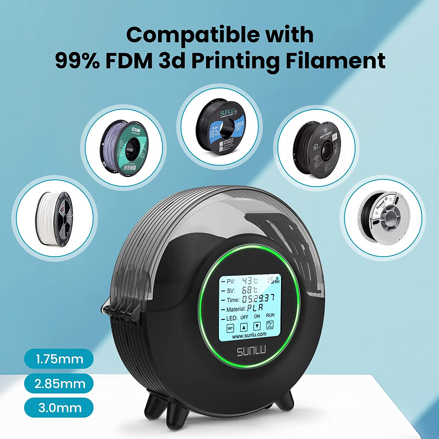 Verbesserter SUNLU S2 Filament Trockner Box mit 360°-Rundumheizung Spulenhalter - Bild 5