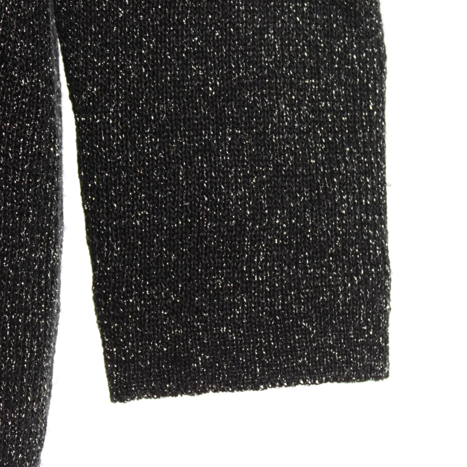 Vestido Suéter Pam & Gela Nuevo con Etiquetas Lurex Cuello Redondo Manga Larga Talla M en Negro/Plateado Foto 3 de 4