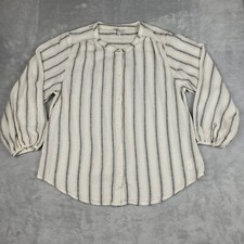 Lucky Brand Women's Top Blouse Shirt  Linen Blend Striped Size S Small