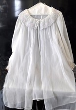 VINTAGE GOTHAM LINGERIE sz M CHIFFON SHEER NYLON Double Chiffon Robe MINTY