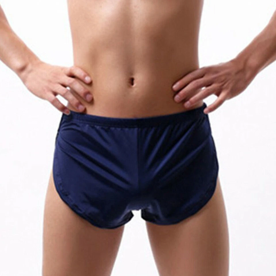 Mens Boxer Briefs Panties Underwear Soft Breathable Sexy Side Split Shorts Trunk - Image 3 of 4