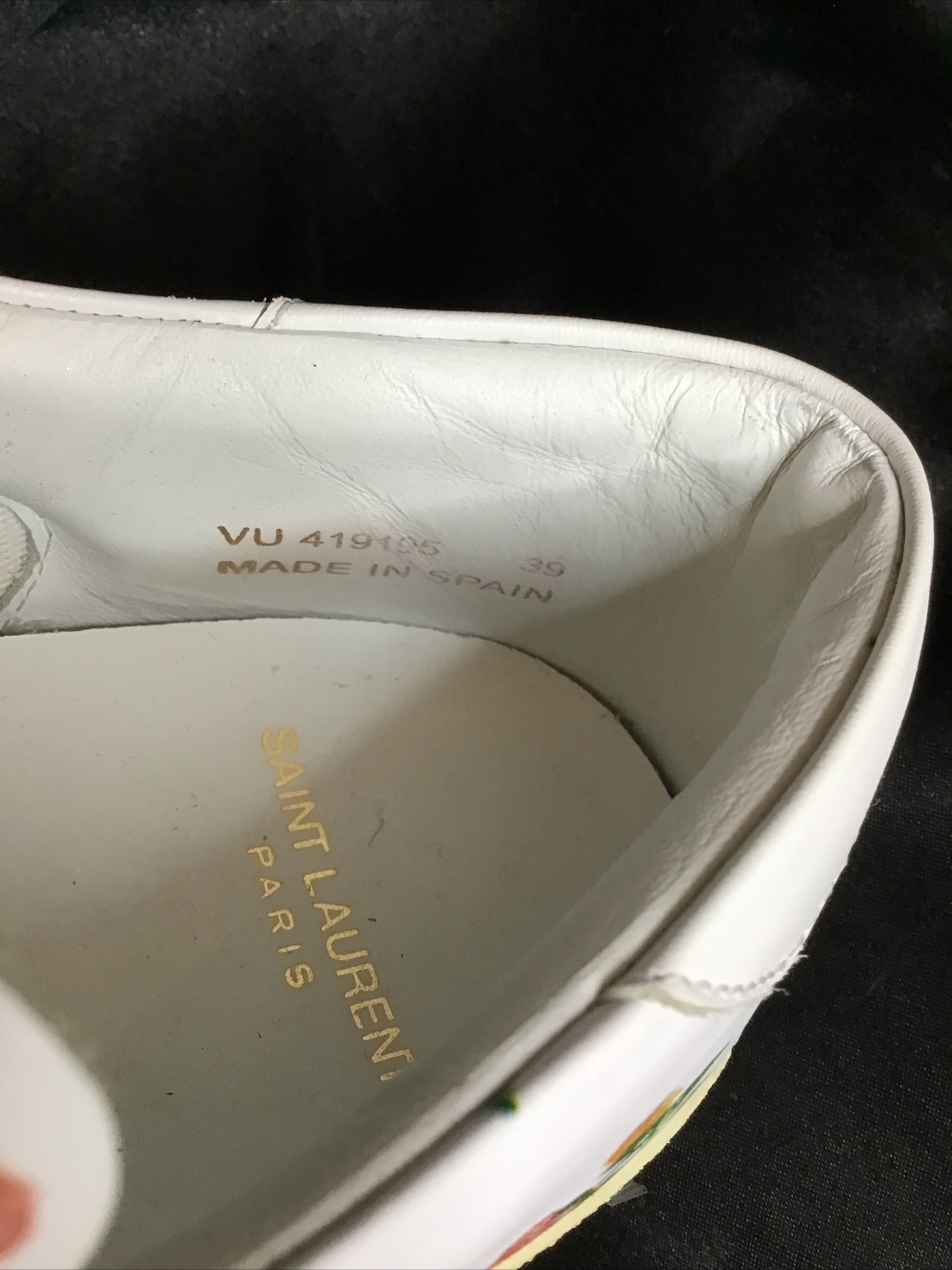 Sneaker basse Saint Laurent stampa floreale bianca stringate in pelle taglia 39