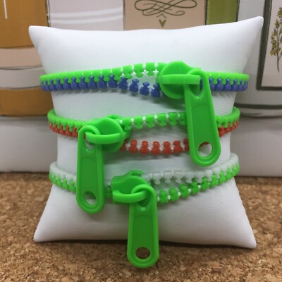 PC Fashion Bracelets Zipper Plastic Assorted Colors New Free Ship  4011