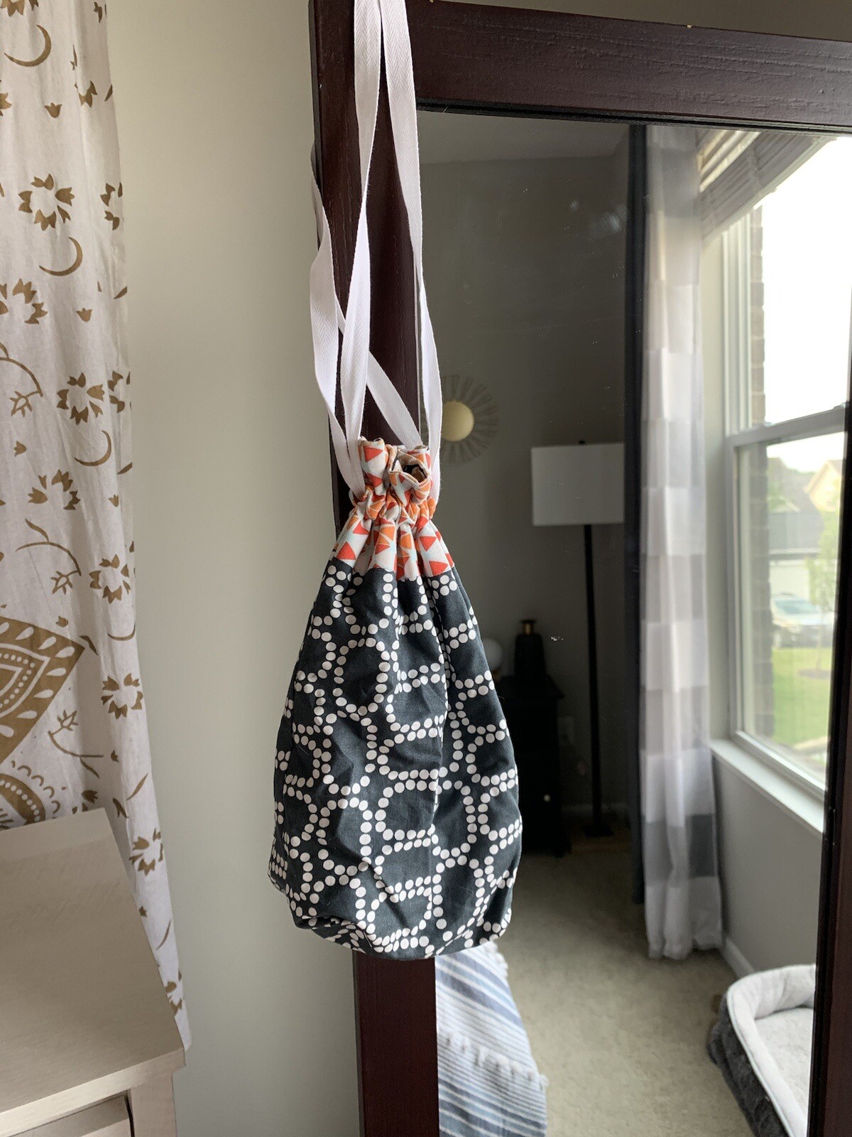 Small Handmade Reversible Drawstring Bag - image 1