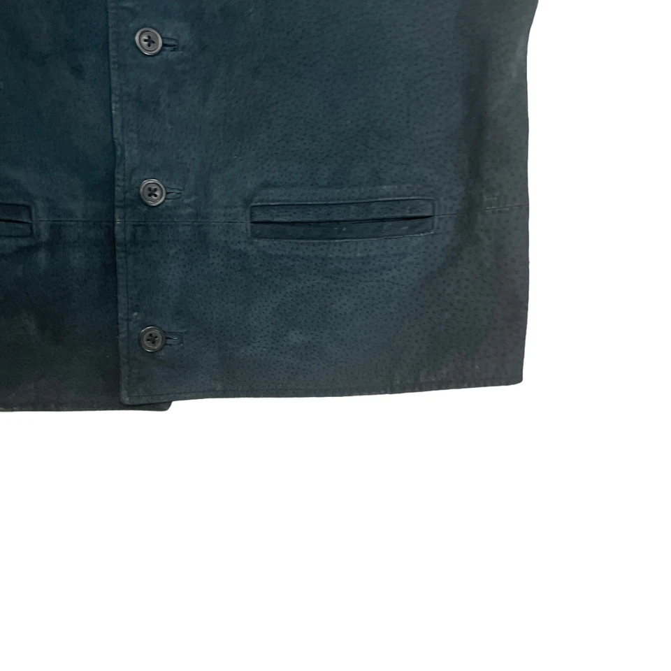 VTG Wrangler Hero Leather Vest Dark Green Black Western Cowboy Rodeo Men’s Sz M — 第 4/4 张图片