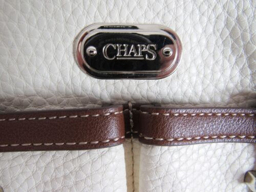 Chaps Two-Tone Crossbody Handbag Purse Brown & Ivory Pebbled Faux Leather