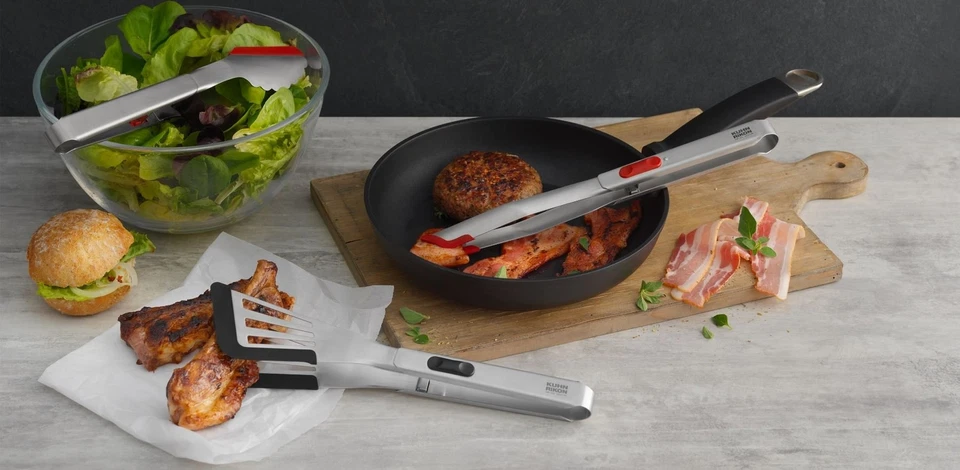 Pinzas de bloqueo de borde suave de acero inoxidable Kuhn Rikon con borde de silicona,... Foto 3 de 4