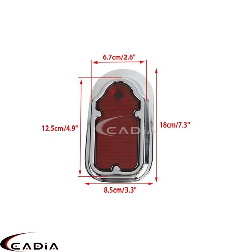 12V Motorcycle Metal Chrome Red Tombstone Brake Tail Light For Harley Cafe Racer - Picture 3 of 10