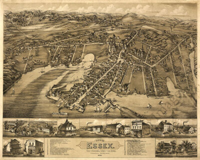 Panoramic Map of Essex Connecticut 16x20