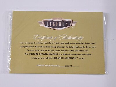 Hot Wheels Legends VINTAGE RECORD HOLDERS Collector Set Die Cast