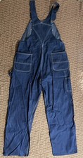 40x30 Vintage BIG YANK INDIGO DENIM Workwear Work Overalls Bibs NOS Button Fly
