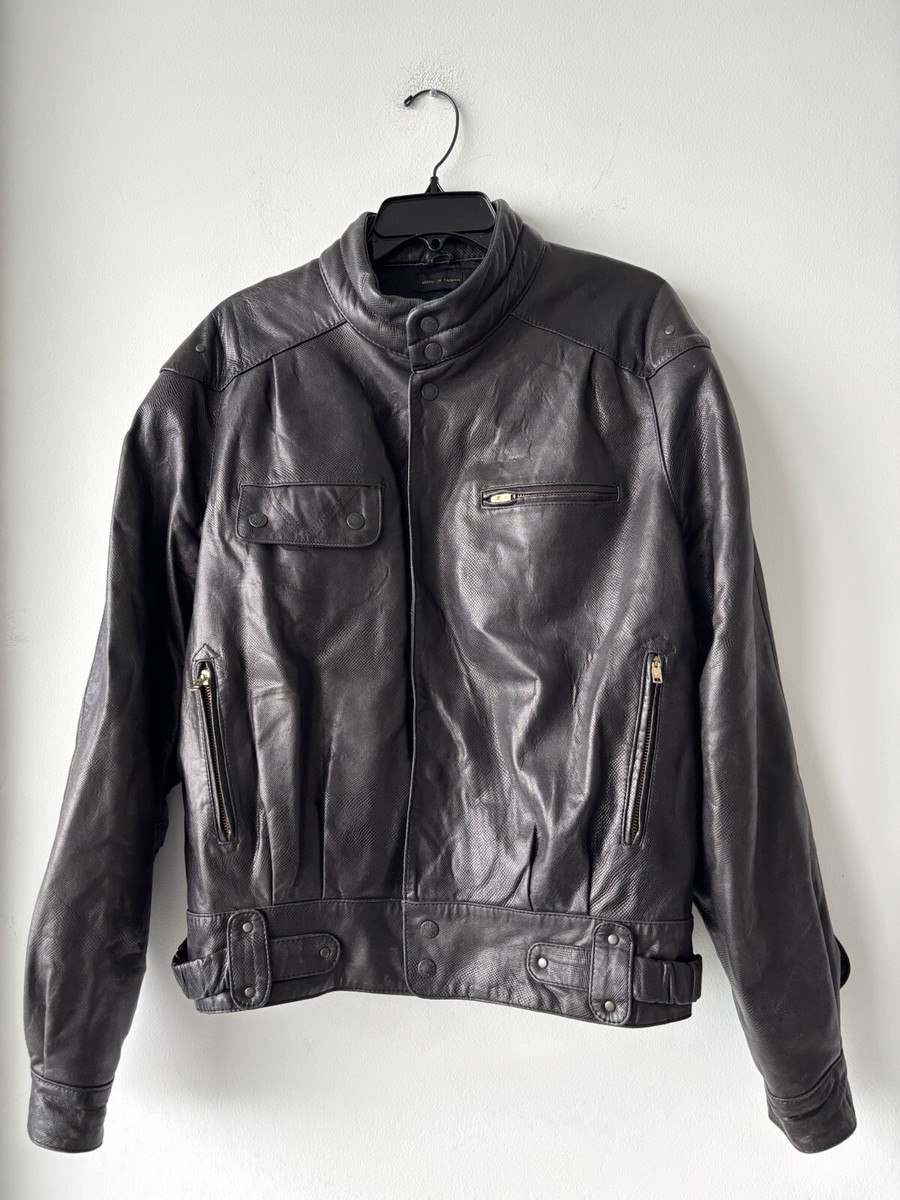 80s Vintage Sergio Valente Leather Bomber Jacket Fighter
