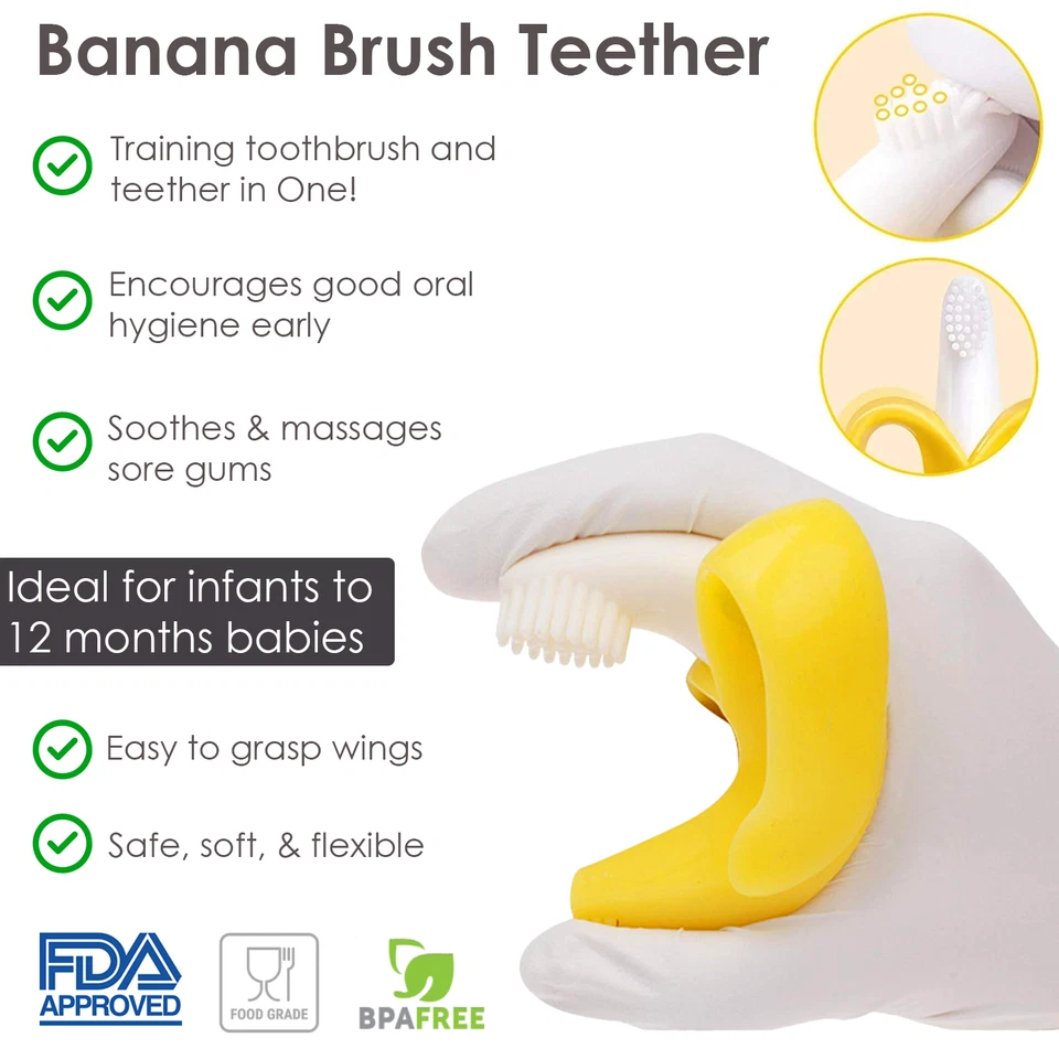 BabyGoods Teething Toys Set - Mittens, Banana Brush and Giraffe Teether - Image 4 of 4