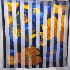 Moem Square Satin Scarf Head Neck Wrap Royal blue Gold Scarve Shawl 39" VGUC