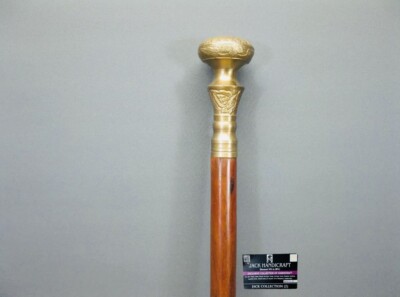 NEW SOLID ANTIQUE SOLID BRASS HANDLE WOODEN WALKING STICK CANE VINTAGE DESIGNER