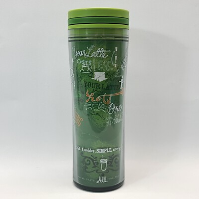   Starbucks 2009 Eco Green Twist to Open Plastic Insulated Tumbler Coffee Cup