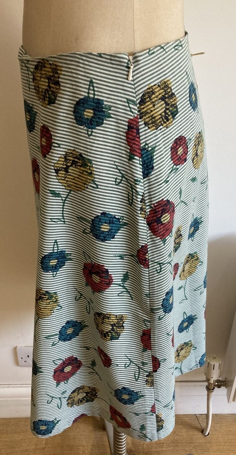 Seasalt Kaye Treloar Floral/Stripe Cotton Blend Porcelain Skirt, Size 10 UK BNWT 3