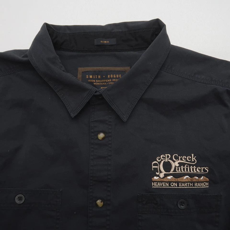 Smith & Rogue Mens Allsmith Pearl Snap Shirt 2XL XXL Grey Cotton Stretch - Image 3 of 4